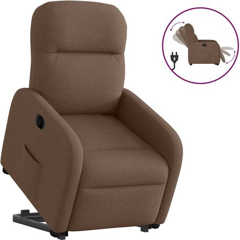 Relaxsessel mit Aufstehhilfe Elektrisch Braun Stoff