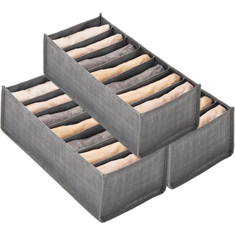 Organiseur de t-shirts pliable et lavable – Lot de 3 unités avec 7 compartiments, idéal pour rangement dans tiroirs