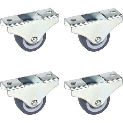 Lot de 4 Roulettes Fixes pour Meubles -25 mm x 13 mm - Capacité de Charge de 135 kg - Roues en TPE - Fixation Directionnelle - Roues Sans Traces sur les Sols Sensibles (1/2)