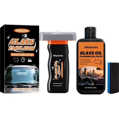 Glasreinigungsset für die tägliche Anwendung an Autoscheiben: Reinigung, Antibeschlag und klare Sicht – Ölfilmpinsel: 100 g, Ölfilmpaste: 100 g, Schwamm1 -- DE (1/5)