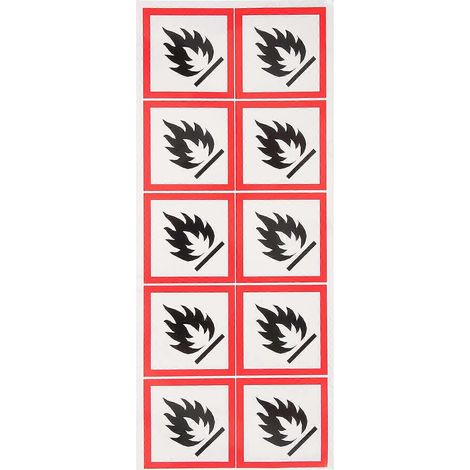feuille d'autocollants pour liquides inflammables - Panneau pratique pour liquides inflammables-25.5x11cm (1/3)