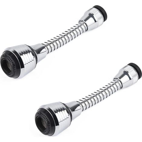 2 pièces Aérateur de Robinet Flexible, Robinet Pulvérisateur Extension, Aérateur de Robinet Pivotant à 360°, pour la plupart des robinets de cuisine et de salle de bain (2 modes) (1/5)