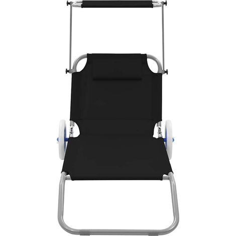 Maison Exclusive - Lettino Prendisole Pieghevole Baldacchino e Ruote Acciaio Nero