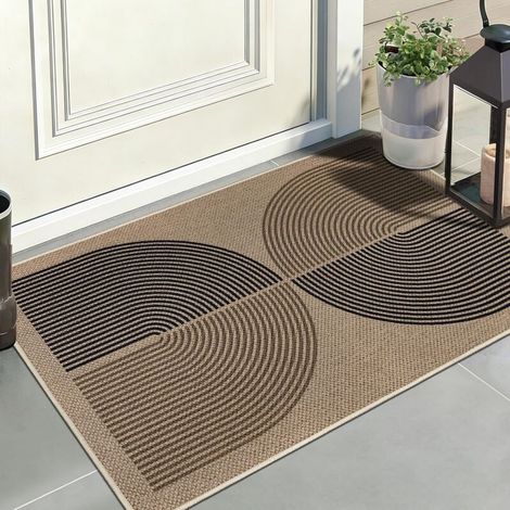 Paillasson Intérieur Extérieur 80 x 120 cm Aspect Jute Antidérapant Anti-Saleté Lavable Pour Entrée Balcon (1/4)