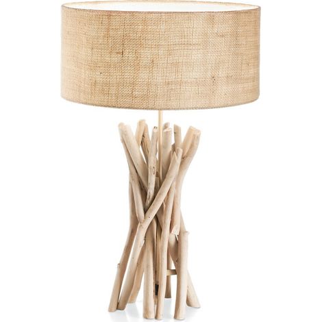 Ideal Lux Driftwood - Lámpara de mesa 1 Light Marrón, Beige con pantalla, E27 (1/2)