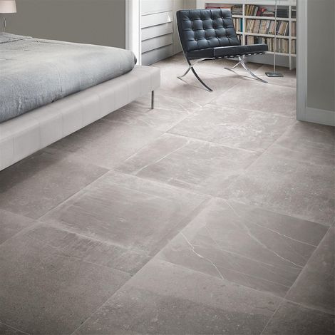 Carrelage de sol effet pierre série UNIQUESTONE (60X60 cm) - Coloris: titatium naturel/rectifié (1/3)
