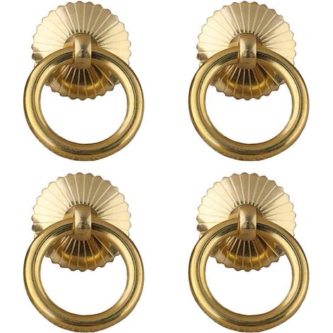 Juego de 4 tiradores de latón antiguo estilo chino para muebles de cocina, armarios y cajones, estilo retro, tiradores pequeños (dorados). (1/5)