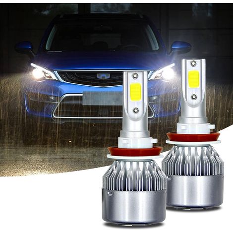 2 Stück H11/H8/H9-Glühbirnen, Kombi-Set mit universellen Autolampen, 36 W, 3800 lm, 6000 K weißes Licht, H11-Abblendlicht, H9-Fernlicht