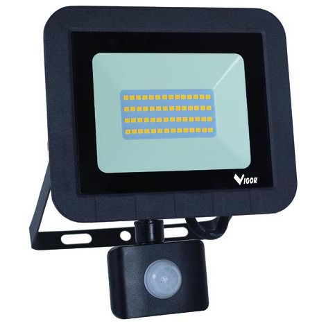 Vigor Faro a Led Lumy-50s Nero con Sensore Luce Naturale 50W 5700l