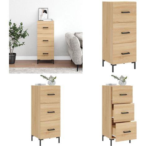 Sideboard Sonoma-Eiche 34,5x34x90 cm Holzwerkstoff - Holzwerkstoff - Metallbeine (1/5)