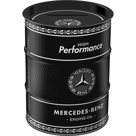 Tirelire métal vintage Mercedes-Benz style tonneau de pétrole (1/2)