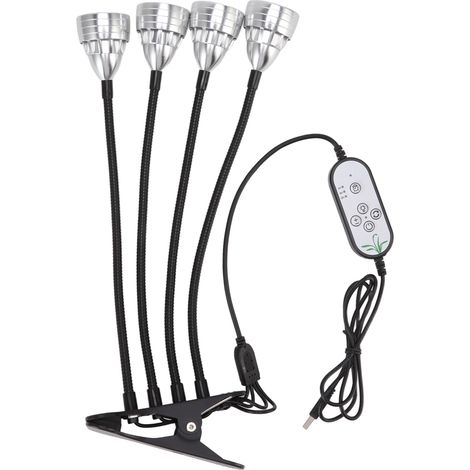 Lampe de Croissance LED 4 Têtes Pliable en Alliage d'Aluminium, Lumière USB Ajustable avec Pince pour Plantes d'Intérieur (1/5)