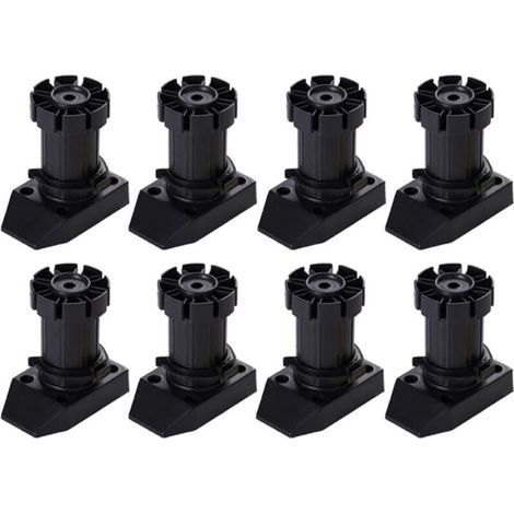 Set mit 8 Schrankfüßen, höhenverstellbar von 50 bis 70 mm, verstellbare Kunststofffüße, für Küchen- und Badezimmerschränke, schwarz (1/5)