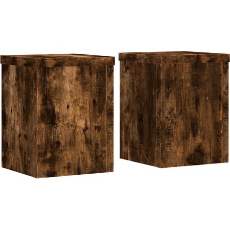 Soportes para plantas muebles para flores juego de 2 madera de ingeniería marrón 020045302