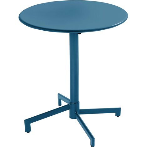 Table de jardin ronde bistrot plateau rabattable 70 cm bleu pacific - Palavas (1/5)