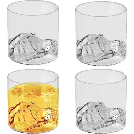Whisky Glasses 200 ml Rum Cocktail Mountain Landscape Design for Whiskey, and Mixed Drinks, Elegant Presentation with Engraving (1/5)