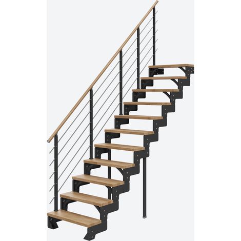 Dolle Modultreppe Gardentop Innen Eiche 11 Stufen 198-242cm Geschosshöhe 75cm Stufenbreite inkl. Geländer (1/4)