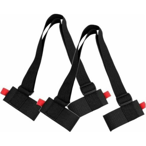 2PCS Sangle de Transport de Ski Portable Bandoulière Réglable de Ski en Nylon Stra de Ski Ceinture à Poignée Double pour Skis et Pôles (1/5)