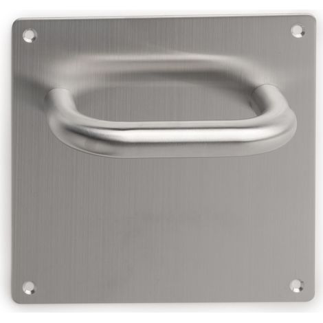 Emuca Set di maniglie con piastra 17x17 cm per porte interne, forma a U, Acciaio inossidabile, Nichel satinado