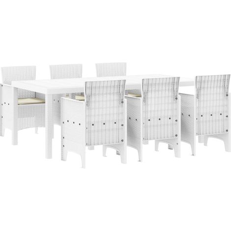 Maison Exclusive - Set da Pranzo per Giardino 7 pz Bianco Polipropilene (1/5)