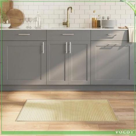 376831 Tapis rectangulaire naturel clair 60x100 cm bambou (1/5)