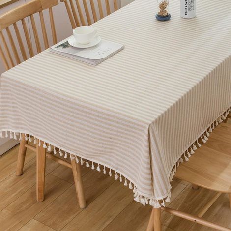 Abwaschbare Leinentischdecke Beige 140x180 cm, Baumwolle, Leinenoptik, Rechteckig