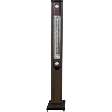 Stufa Elettrica ad infrarossi da Esterno 50x25x200 cm in Fibra di Carbonio con Luce Led Skyline Grigio Tortora