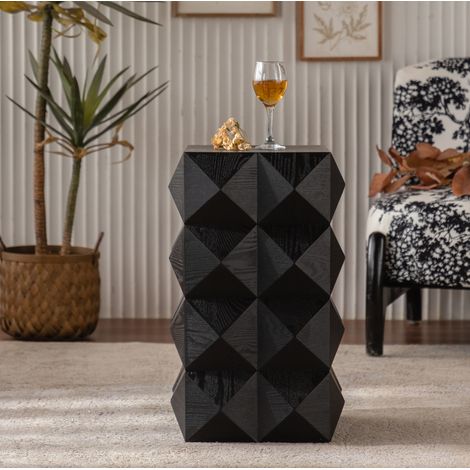 Tavolino nero 60 cm con rilievo 3D, senza montaggio HAVRYA (1/5)