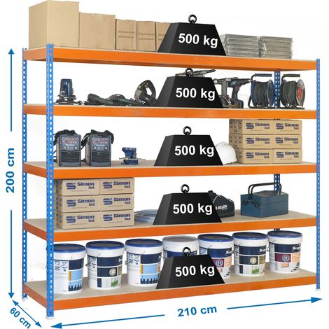 Simonrack Scaffale esterno in metallo blu arancione legno 10 livelli
