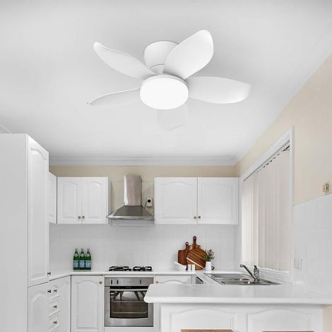 Lustre Ventilateur De Plafond LED Avec Telecommande APP, 6 Vitesses Moteur DC Réversible Eté Hiver 3 Pales Ventilateur Silencieux Plafond Pour Chambre/Salon-White [Classe énergétique D] (1/5)