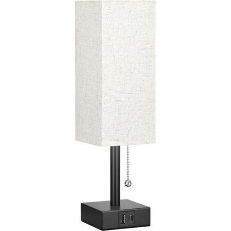 Lampada da tavolo quadrilaterale TONCEAN in lino pregiato con interruttore a cerniera, luce regolabile a 3 temperature di colore - 111137CM (1/4)