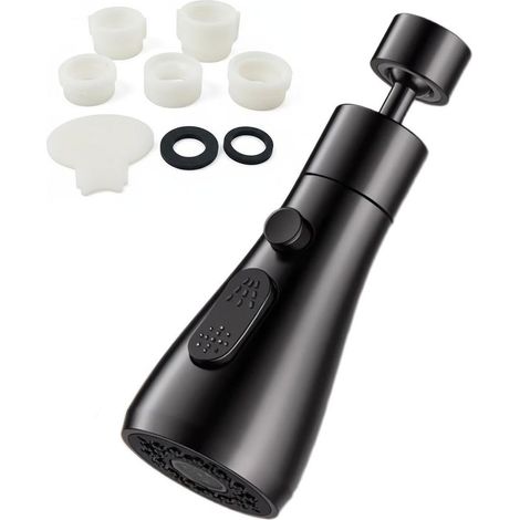 Embout Robinet Cuisine 360°Rotatif 3 Modes Douchette Evier Cuisine Robinet avec Adaptateur Tête Douchette Evier Cuisine pour FM22 Robinet,Embout Robinet Cuisine (Noir) (1/5)