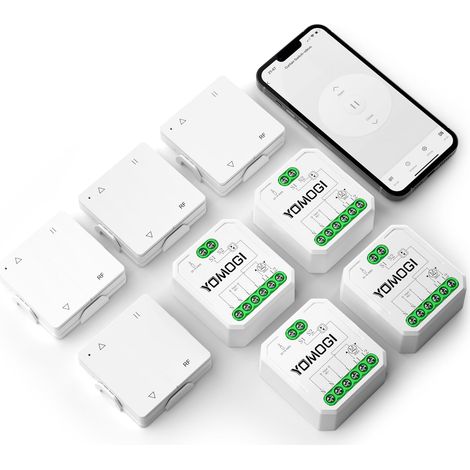 Module Volet Roulant Connecté avec Télécommande RF, 4 Pack Module Interrupteur pour Rideau Stores WiFi, Compatible avec pour Contrôle à Distance, Télécommande Appairée (1/5)