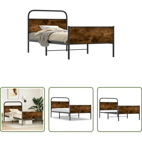 vidaXL Sommier Ă lattes - Cadre de lit sans matelas 90x200cm chĂȘne sonoma bois ingĂ©nierie (1/5)