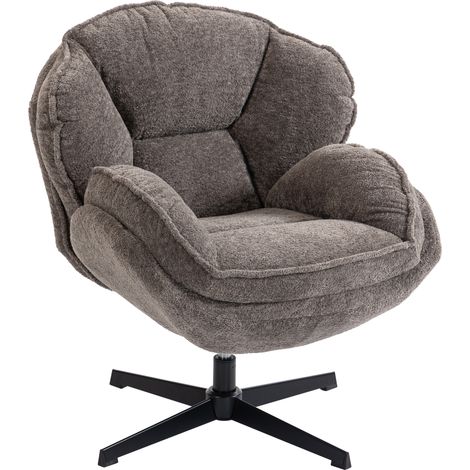 Fauteuil à oreilles moderne avec piètement quatre branches pliable gris pour salon moderne, velours branches, ressorts pivotant 360°, (1/5)