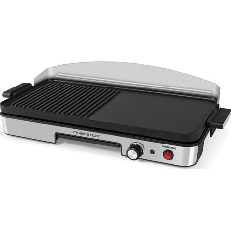 Plancha électrique 1900 W avec Power Zone – Surface de cuisson 1285 cm² – Plaque en fonte d'aluminium – Entretien facile lave-vaisselle – Riviera & Bar