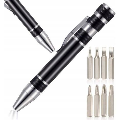 Tournevis De Précision - 8 Embouts - Forme Stylo - Aluminium - Pour Électronique Montres Lunettes Téléphones - 1 Pièce (1/5)