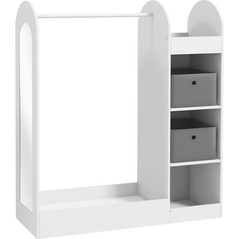 Appendiabiti per Bambini 3-8 Anni 92x36x106 cm con Ripiani 2 Scatole Asta Appendiabiti e Specchio in MDF Bianco (1/5)