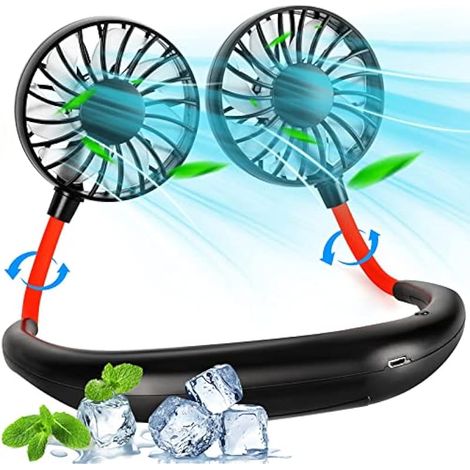 BOSONER Ventilateur de cou rechargeable portable femme : ventilateur de tête rond rafraîchissant - essentiel de vacances pour homme et femme