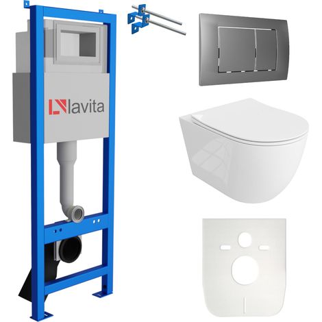 LAVITA WC Set mit Vorwandelement, Wand-WC und Spülknopf (1/5)