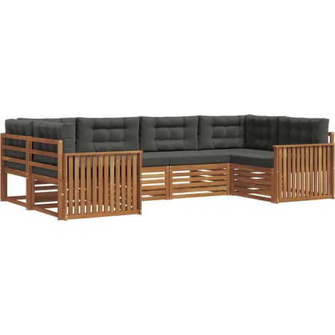 Ensemble de canapés d'extérieur 6 pcs Salon de jardin Naturel et Anthracite (1/5)
