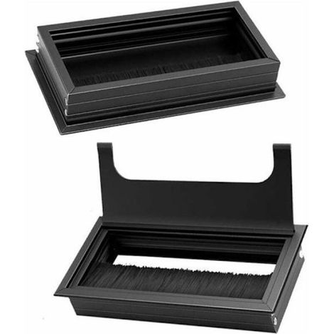 Passe-Cable - Aluminium Noir - Pour Bureau Meuble TV Table Ordinateur - 80x80 mm et 160x80 mm - Lot de 3 (1/4)