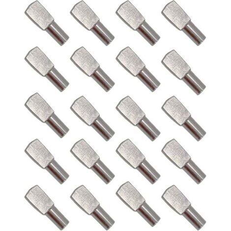 20Pcs Taquet Etagere, Support d'Étagère Étagère Broches Cheville Etagere Supports de Plaque en Métal Nickelé pour Armoire Bureau Accessoires - 5mm19mm