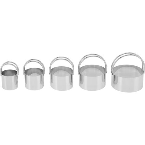 Ensemble de 5 emporte-pièces en acier inoxydable, corps droit, ronds, pour biscuits et gâteaux à la maison. (1/5)