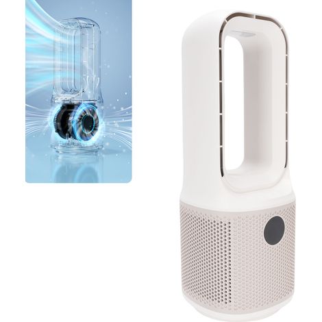 Ventilador de mesa sin aspas con humidificador, 9 velocidades, oscilación silenciosa, pequeño ventilador turbo con luz nocturna y temporizador para la oficina en casa.