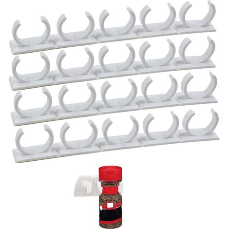 Organizador de especias para cocina, tarros de especias de pared con estante, accesorios originales para armarios de pared, blanco, 4 cajones - 20 soportes