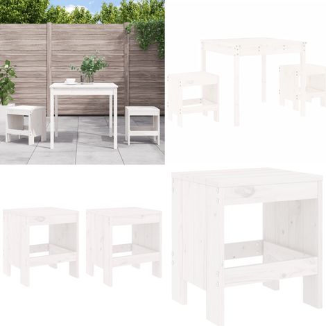 Ensemble de bistrot de jardin 3 pcs blanc bois de pin massif - Ensemble de bistro - Bois de pin massif (1/5)