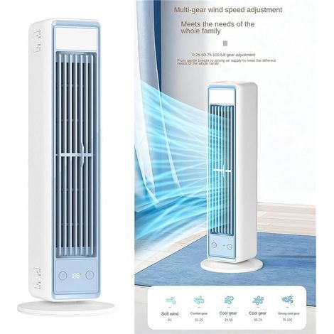 Ventilateur de tour intelligente Oscillateur silencieux USB Rechargeable télécommande 4 vitesses Affichage LED ventilateur Maison (1/5)
