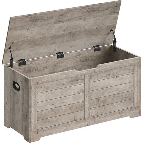 Coffre de rangement intérieur banc à chaussures pouf banquette rangement pour jouet enfant avec charnières de sécurité style moderne 100 x 40 x 46 cm gris (1/4)