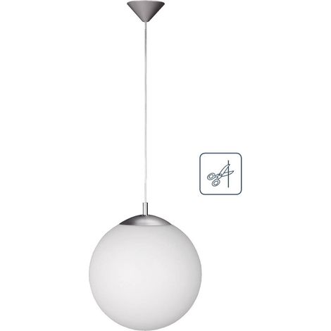 Suspension lampe suspension lampe suspension lampe de salle à manger lampe de salon, métal verre nickel opale mat, 1x douille E27, DxH 25x150cm, WOFI 6248.01.64.0250 (1/5)